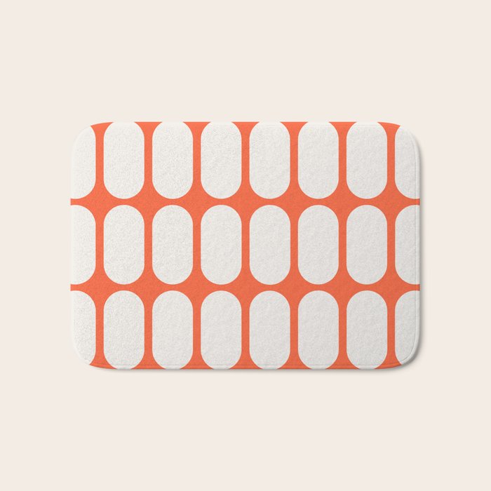 Midcentury Modern Retro Abstract Capsule Inspired Geometric Shapes in Minimalist Graphic Orange Bath Mat Gallery Image 1