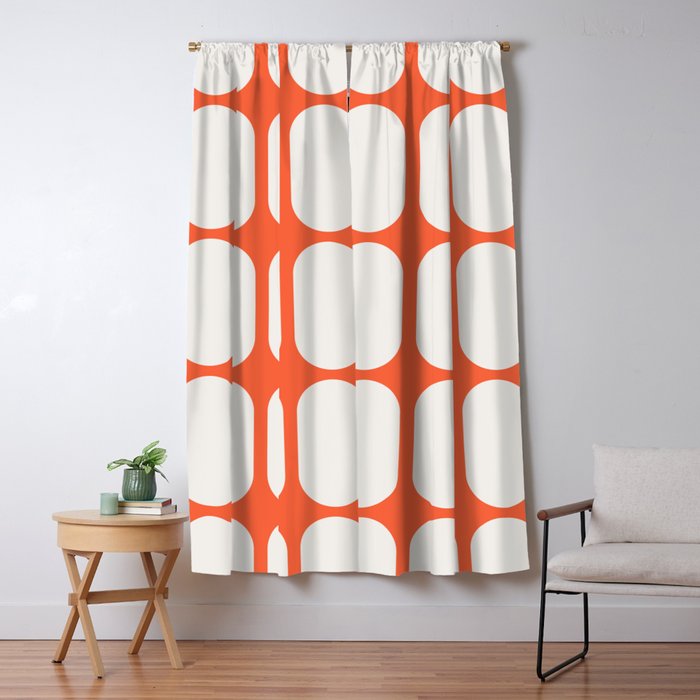 Midcentury Modern Retro Abstract Capsule Inspired Geometric Shapes in Minimalist Graphic Orange Window Curtain Gallery Image 1