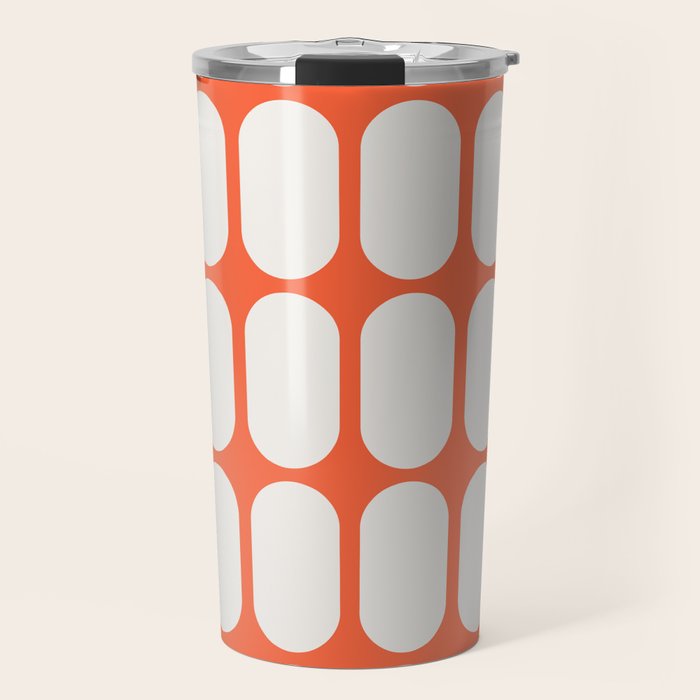 Midcentury Modern Retro Abstract Capsule Inspired Geometric Shapes in Minimalist Graphic Orange Travel Mug Gallery Image 1