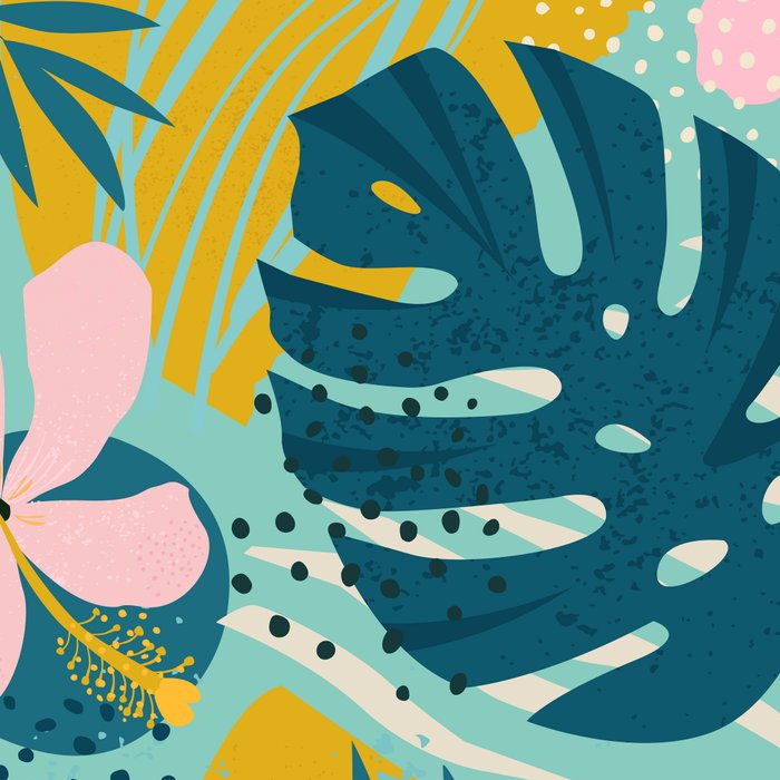 Tropical geometric flowers and plants on turquoise background Coffee Mug Gallery Image 2