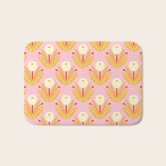 Happy White Dahlias - Pattern Bath Mat Gallery Image 1