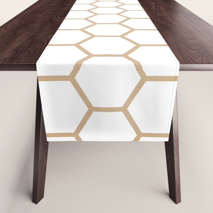 Honeycomb (Tan & White Pattern) Table Runner Gallery Image 1