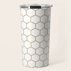 Honeycomb (Tan & White Pattern) Travel Mug Gallery Image 1
