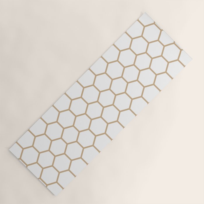 Honeycomb (Tan & White Pattern) Yoga Mat Gallery Image 1
