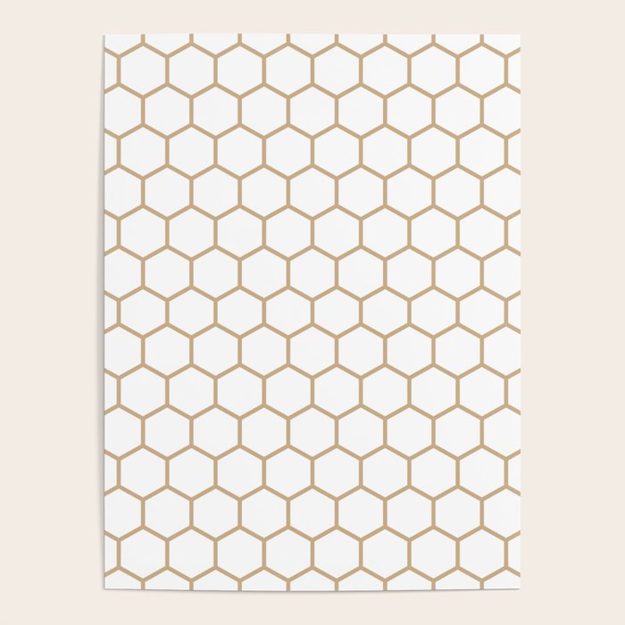 Honeycomb (Tan & White Pattern) Poster Gallery Image 4