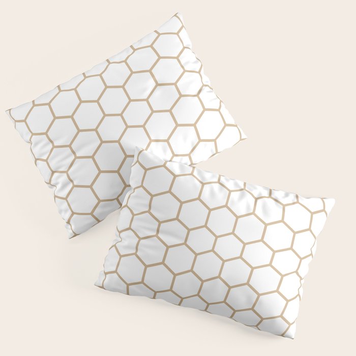 Honeycomb (Tan & White Pattern) Pillow Sham Gallery Image 3