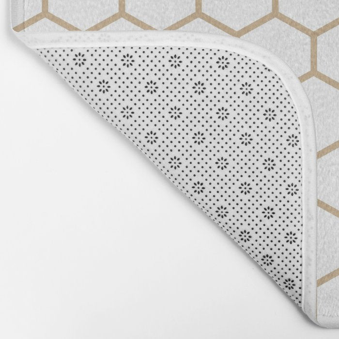Honeycomb (Tan & White Pattern) Bath Mat Gallery Image 2