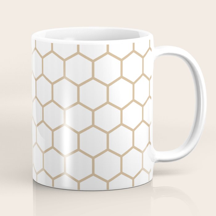 Honeycomb (Tan & White Pattern) Coffee Mug Gallery Image 1
