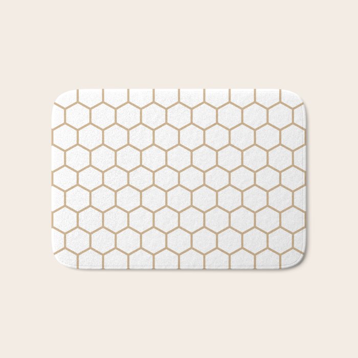 Honeycomb (Tan & White Pattern) Bath Mat Gallery Image 1