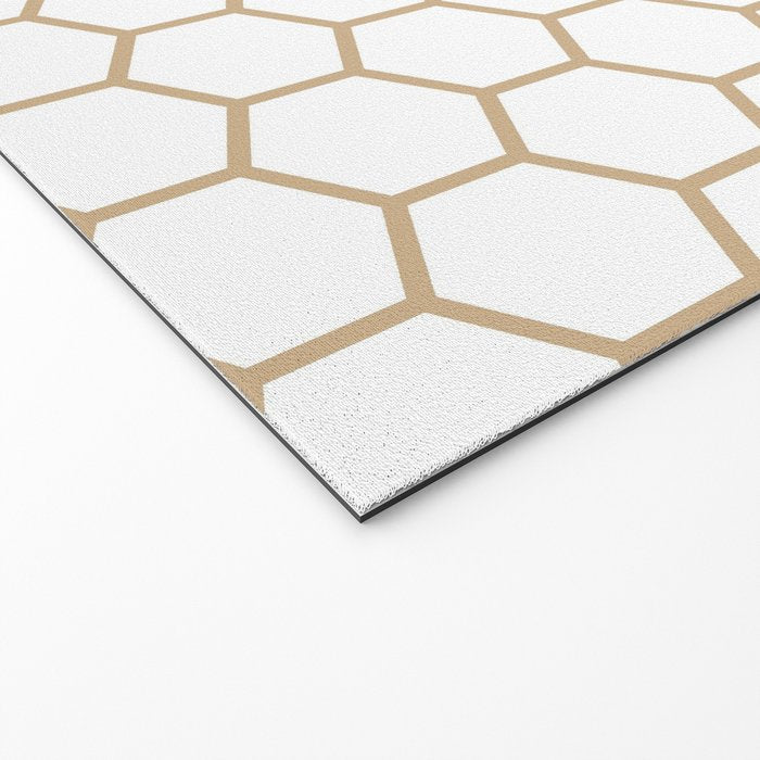 Honeycomb (Tan & White Pattern) Welcome Mat Gallery Image 2