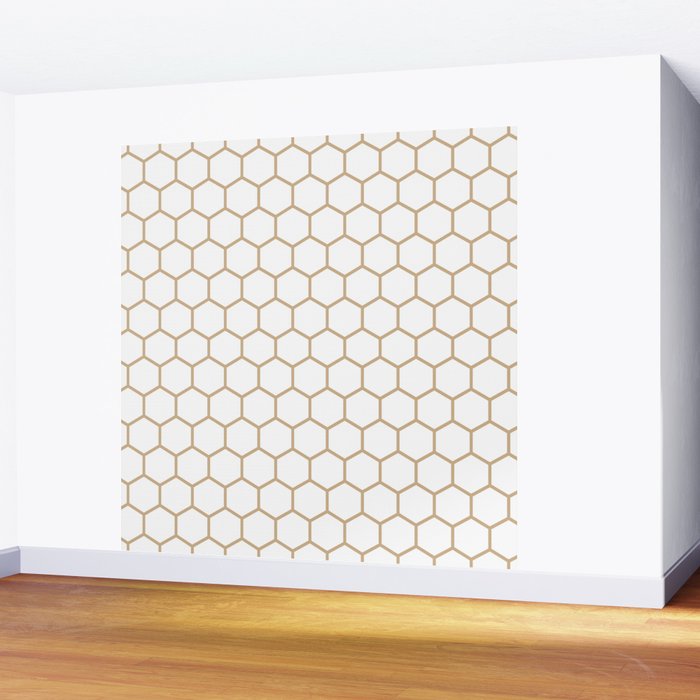 Honeycomb (Tan & White Pattern) Wall Mural Gallery Image 2