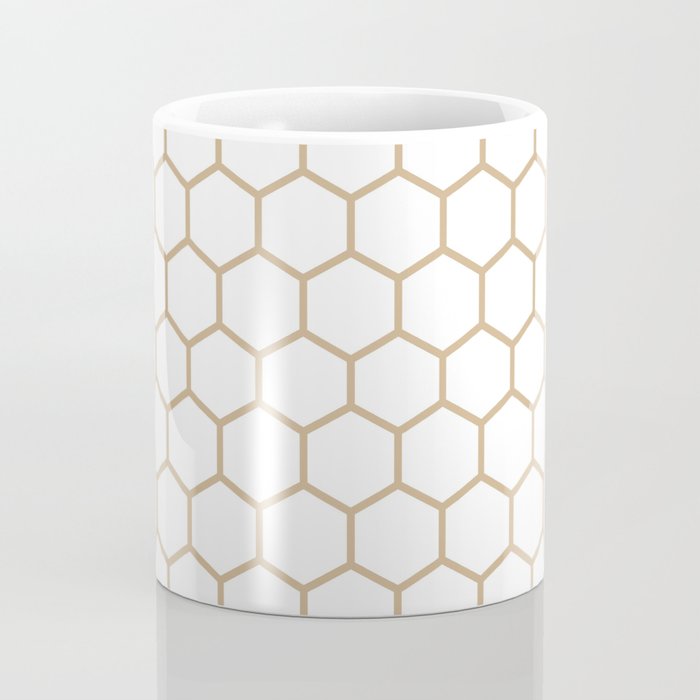 Honeycomb (Tan & White Pattern) Coffee Mug Gallery Image 4