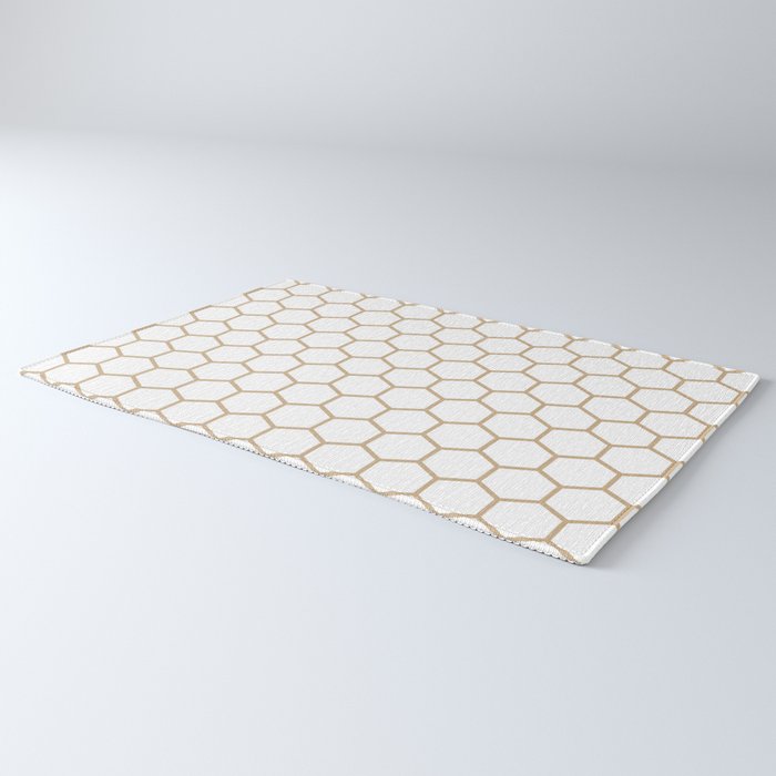 Honeycomb (Tan & White Pattern) Rug Gallery Image 3