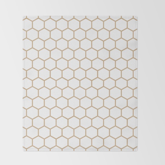 Honeycomb (Tan & White Pattern) Throw Blanket Gallery Image 2