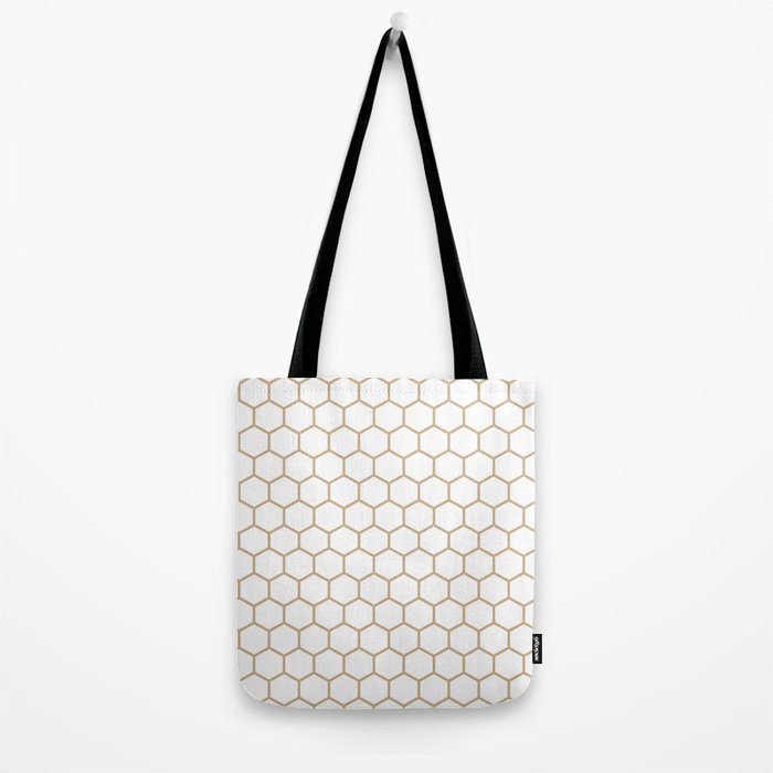 Honeycomb (Tan & White Pattern) Tote Bag Gallery Image 2
