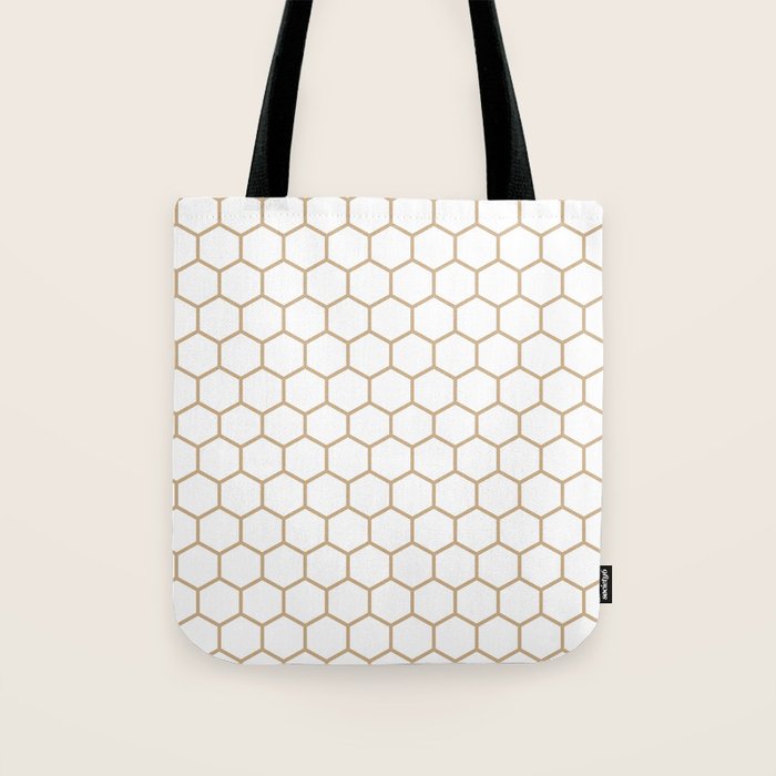 Honeycomb (Tan & White Pattern) Tote Bag Gallery Image 1
