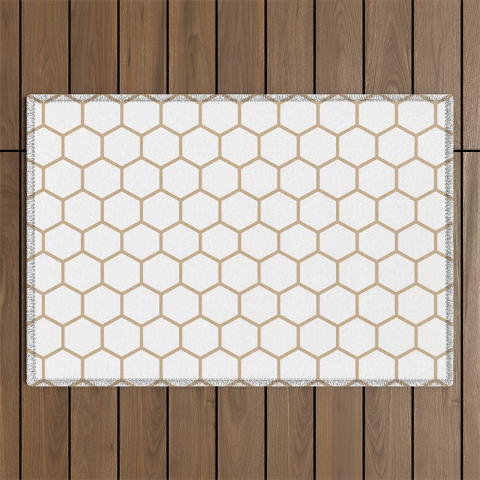 Honeycomb (Tan & White Pattern) Outdoor Rug Gallery Image 1