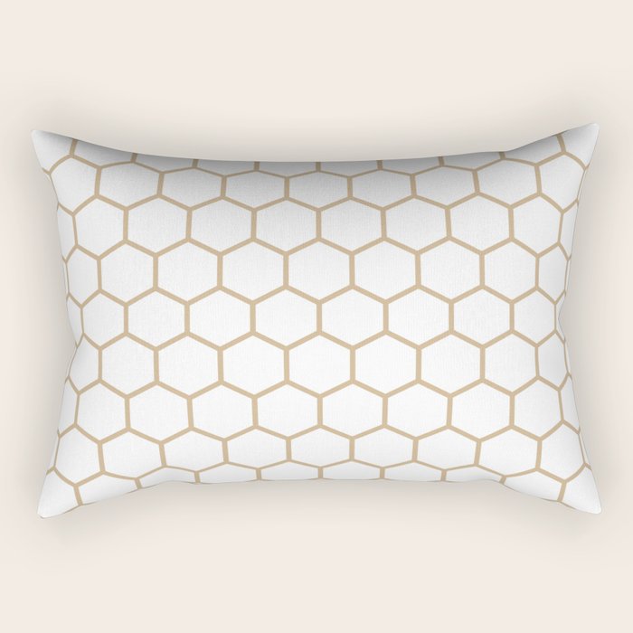 Honeycomb (Tan & White Pattern) Rectangular Pillow Gallery Image 2