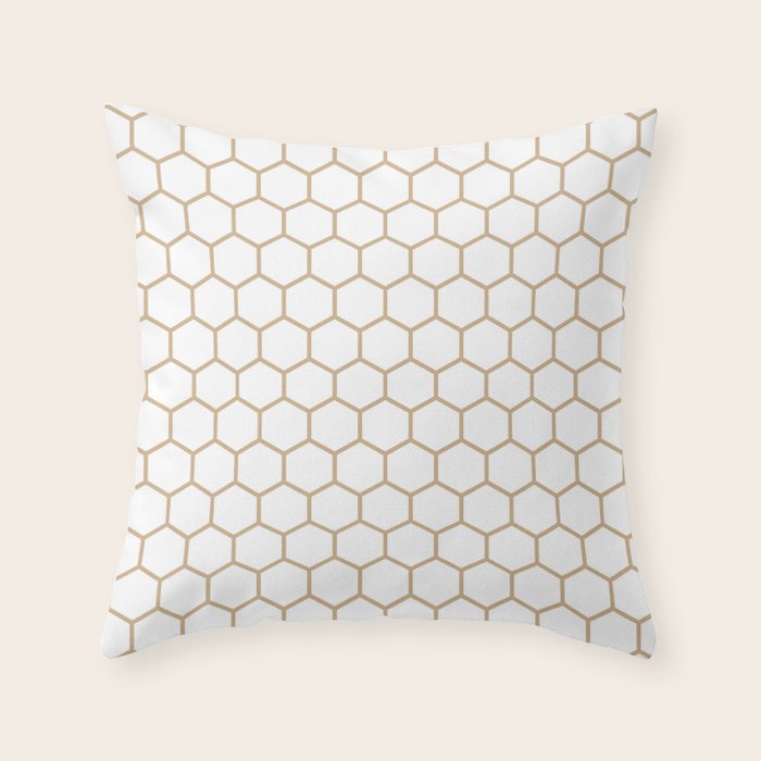 Honeycomb (Tan & White Pattern) Throw Pillow Gallery Image 1
