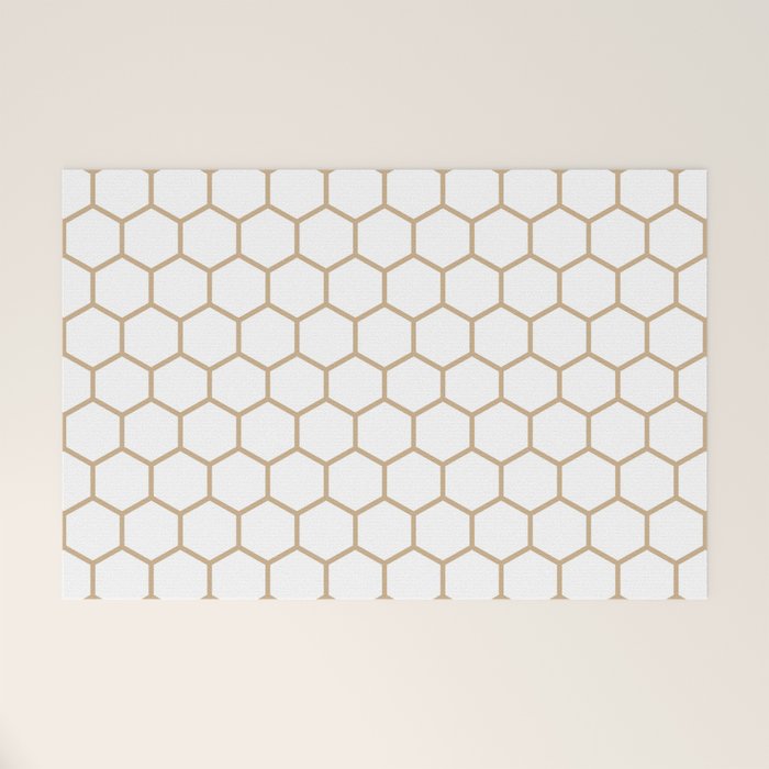 Honeycomb (Tan & White Pattern) Welcome Mat Gallery Image 1