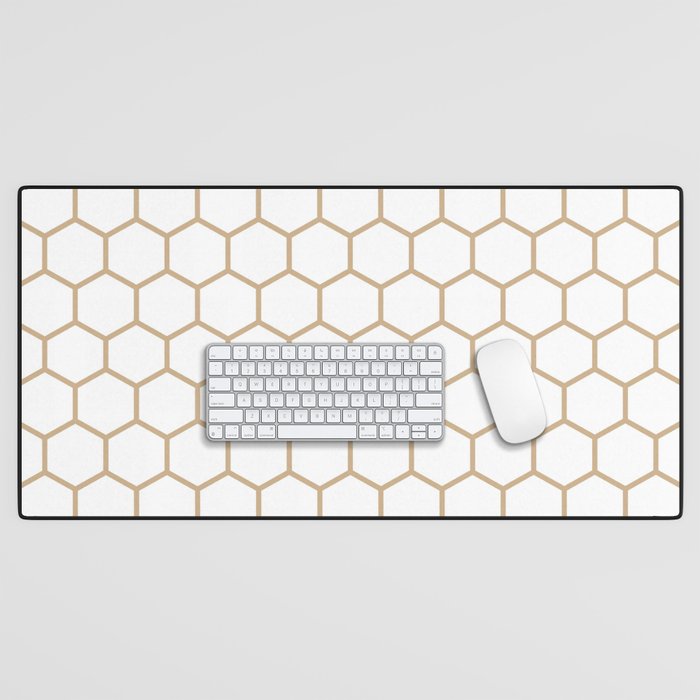 Honeycomb (Tan & White Pattern) Desk Mat Gallery Image 1