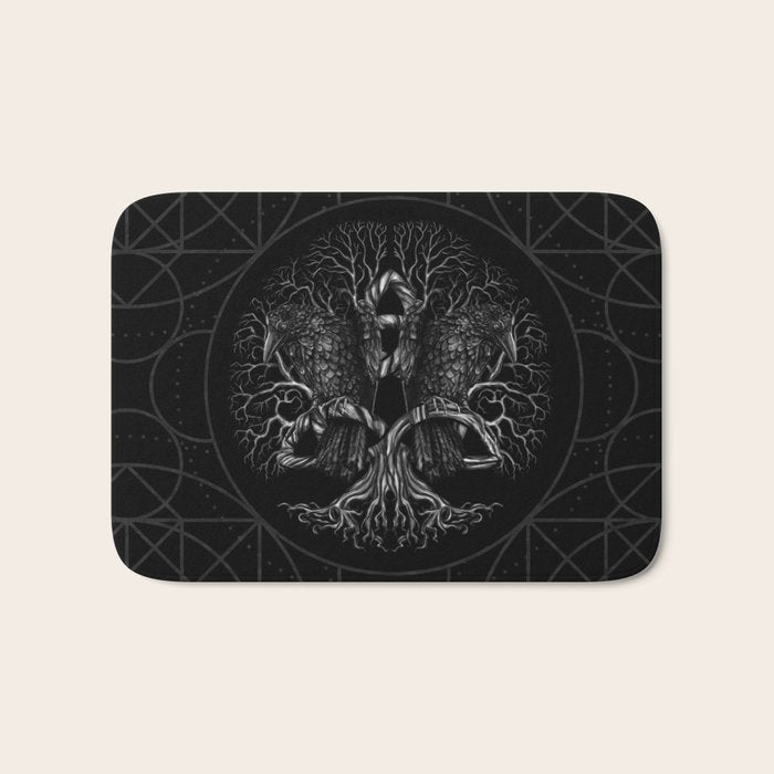 Tree of life -Yggdrasil with ravens Bath Mat Gallery Image 1