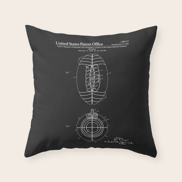 Football Patent - Black Throw Pillow Gallery Image 6