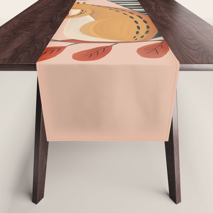 Squirrel in a Pink Autumn Table Runner Gallery Image 1