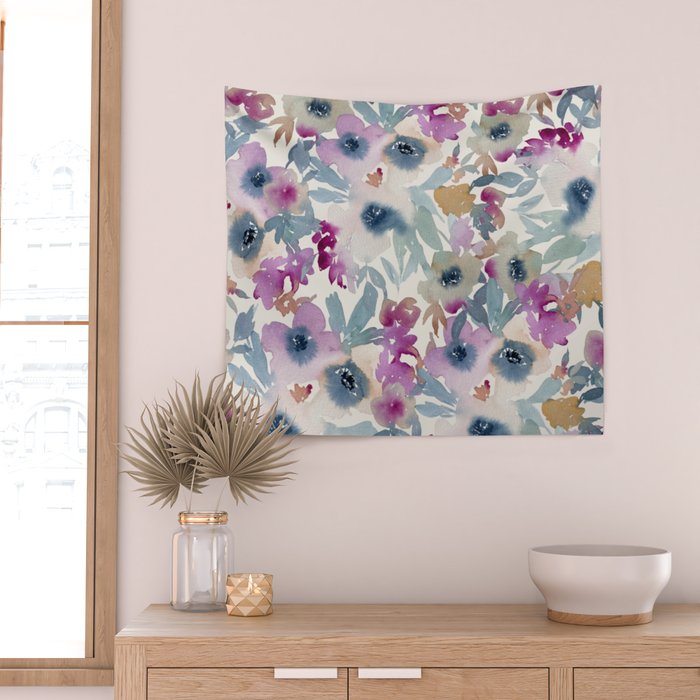 Abby Watercolor Florals Wall Tapestry Gallery Image 2