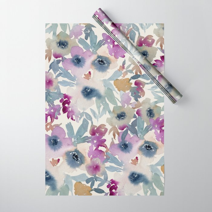 Abby Watercolor Florals Wrapping Paper Gallery Image 1