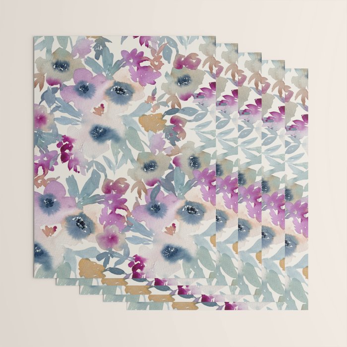 Abby Watercolor Florals Wrapping Paper Gallery Image 3