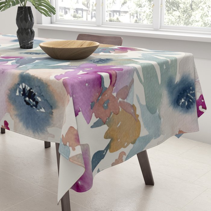 Abby Watercolor Florals Tablecloth Gallery Image 3