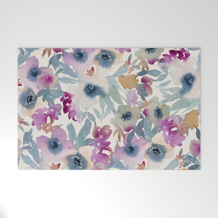 Abby Watercolor Florals Welcome Mat Gallery Image 1