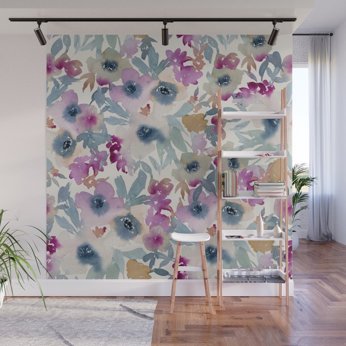 Abby Watercolor Florals Wall Mural Gallery Image 1