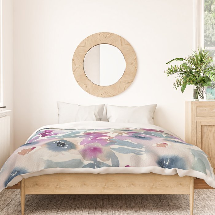 Abby Watercolor Florals Duvet Cover Gallery Image 3