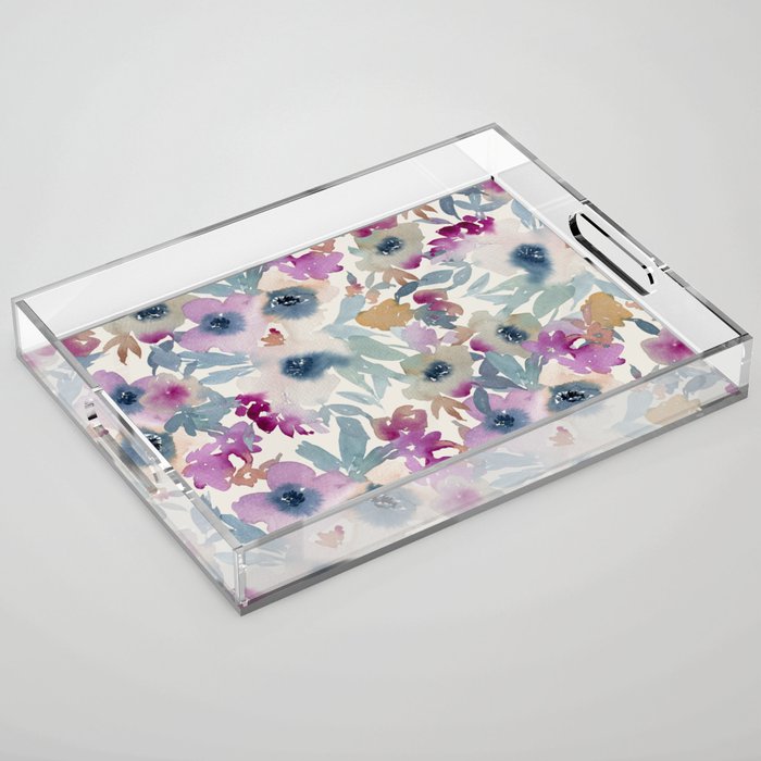 Abby Watercolor Florals Acrylic Tray Gallery Image 1