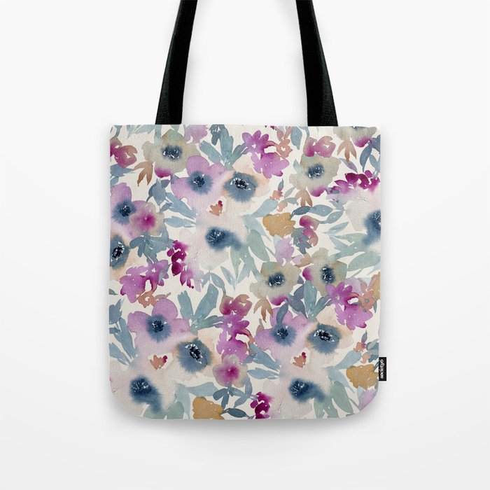 Abby Watercolor Florals Tote Bag Gallery Image 1
