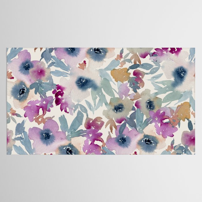Abby Watercolor Florals Tablecloth Gallery Image 2