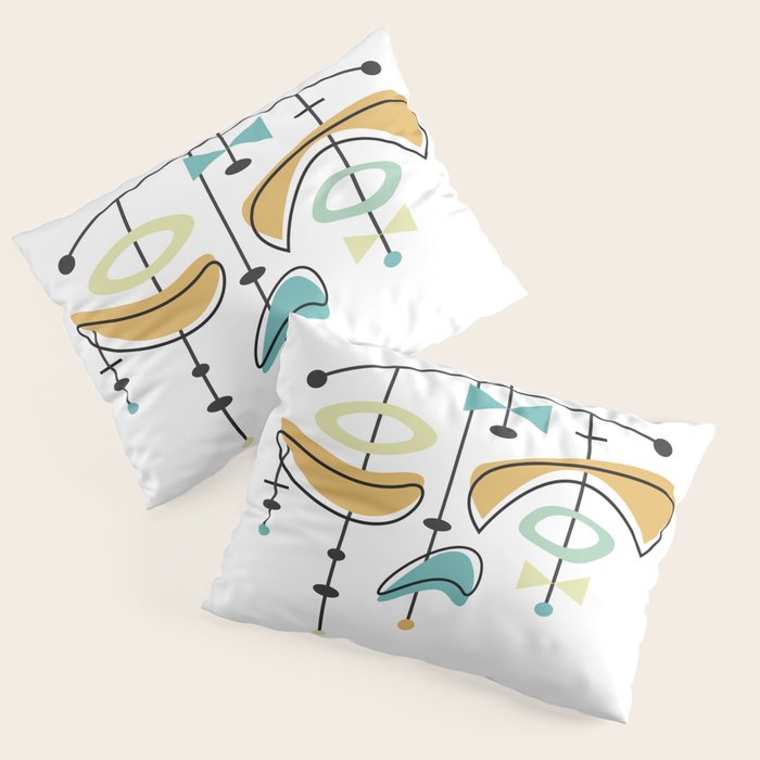 Mid Century Modern Abstract Atomic Age Pillow Sham Gallery Image 1