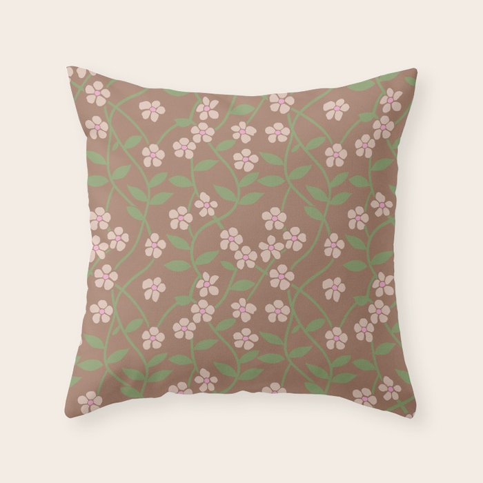 MILLIE TRELLIS MOCHA Inspired by PANTONE 17 1230 Mocha Mousse Throw Pillow Gallery Image 1