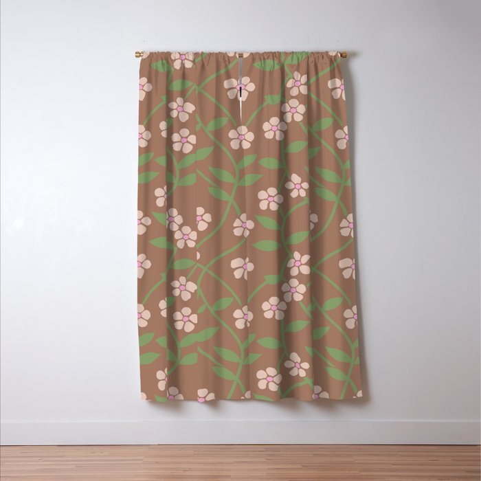 MILLIE TRELLIS MOCHA Inspired by PANTONE 17 1230 Mocha Mousse Window Curtain Gallery Image 3