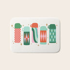 Retro Christmas Thermoses Red Pink and Green on White Bath Mat Gallery Image 1