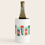 Retro Christmas Thermoses Red Pink and Green on White Wine Chiller Gallery Image 1