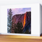 Magical Firefall - golden sunlight, on Horsetail Falls in Yosemite National Park photograph print Wall Mural Gallery Image 2