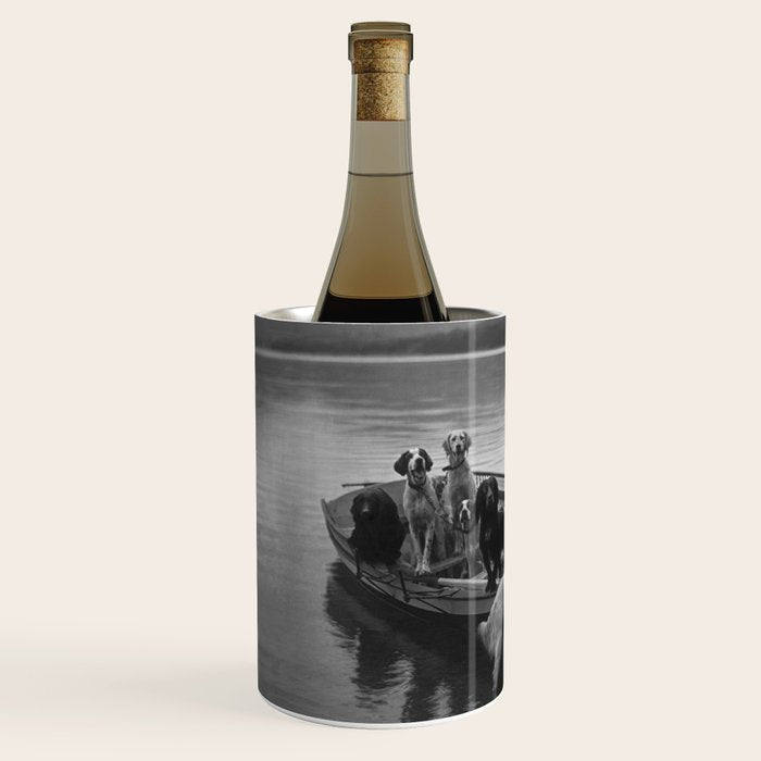 Dogs on a boat black and white canine photograph portrait - photographs - photography Wine Chiller Gallery Image 2