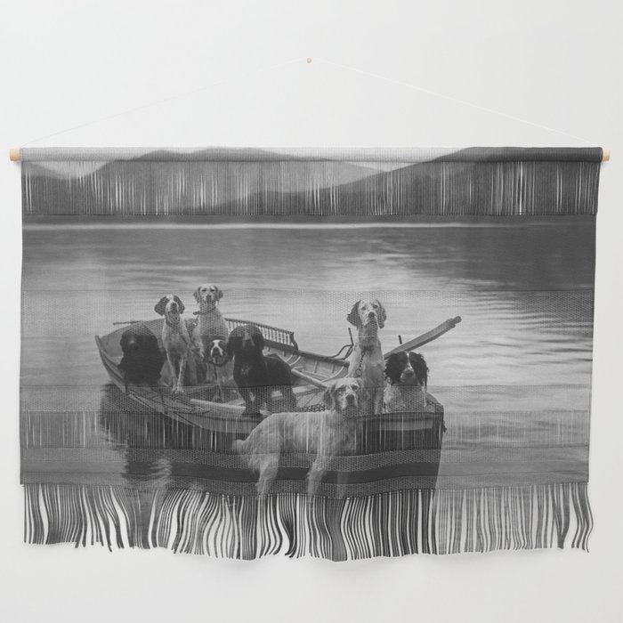Dogs on a boat black and white canine photograph portrait - photographs - photography Wall Hanging Gallery Image 1