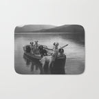 Dogs on a boat black and white canine photograph portrait - photographs - photography Bath Mat Gallery Image 1