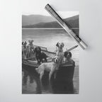 Dogs on a boat black and white canine photograph portrait - photographs - photography Wrapping Paper Gallery Image 1