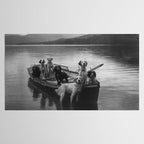 Dogs on a boat black and white canine photograph portrait - photographs - photography Tablecloth Gallery Image 2