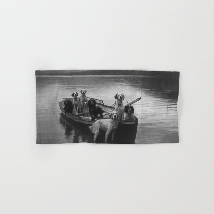 Dogs on a boat black and white canine photograph portrait - photographs - photography Bath Towel Gallery Image 1